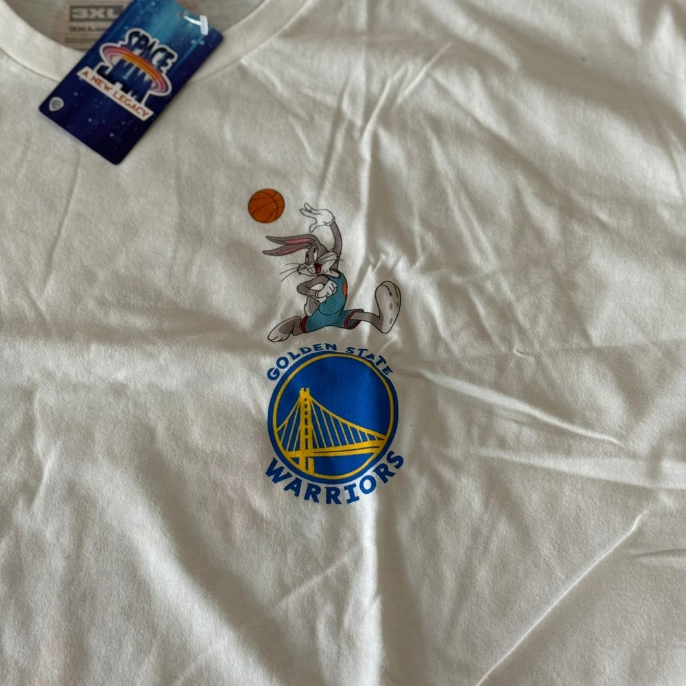 Golden State Warriors x Space Jam T-Shirt White Taz Daffy Bugs Mens 3XL NWT NBA - Picture 4 of 13